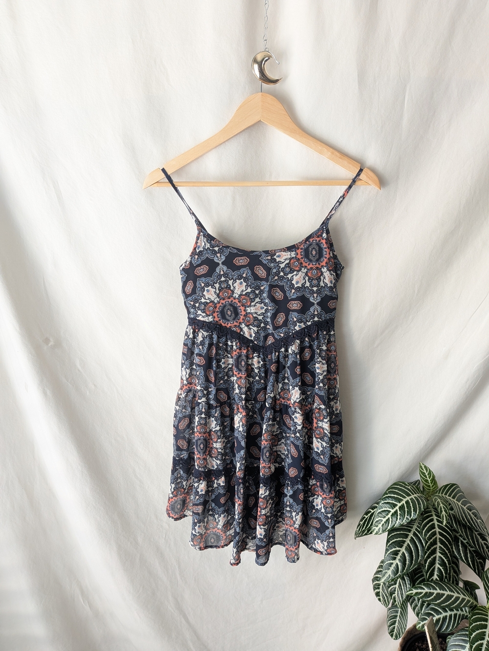 Taylor & Sage Navy Floral-Print Spaghetti-Strap Mini Dress